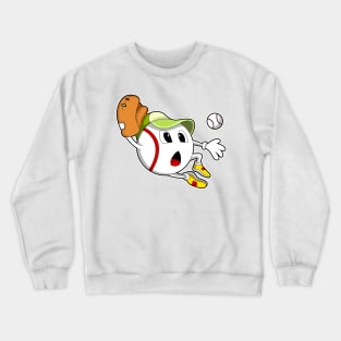 Baseball ball with Baseball glove & Cap Crewneck Sweatshirt